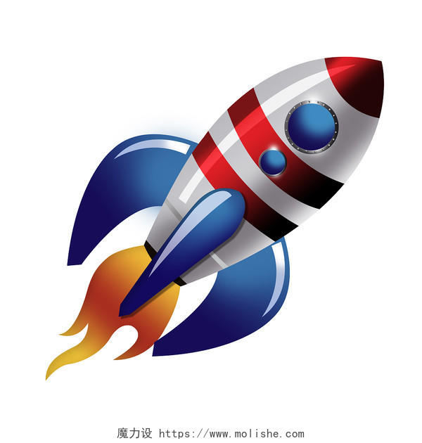 太空太空立体卡通火箭卡通航天日插画